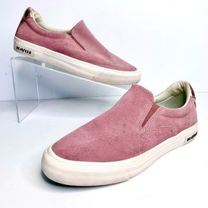 Seavees Women Hawthorne Sneaker Pink Leather Suede Sz 7.5 Slip On Comfort Shoes